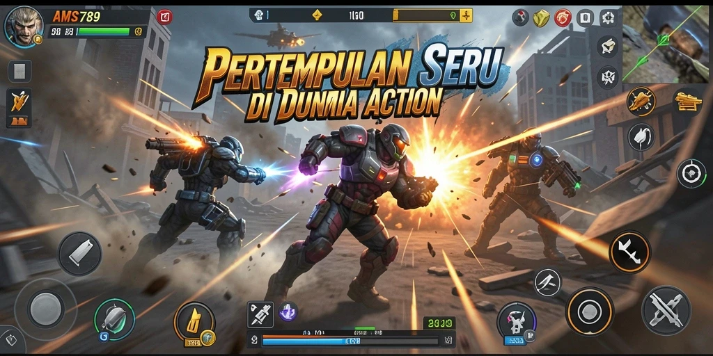 Tangkapan layar AMS789 yang menunjukkan aksi pertempuran seru dalam gameplay.