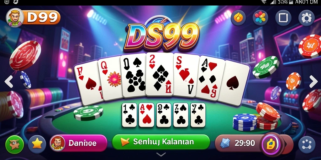 Tampilan gameplay DS99 yang seru dalam bermain Domino.