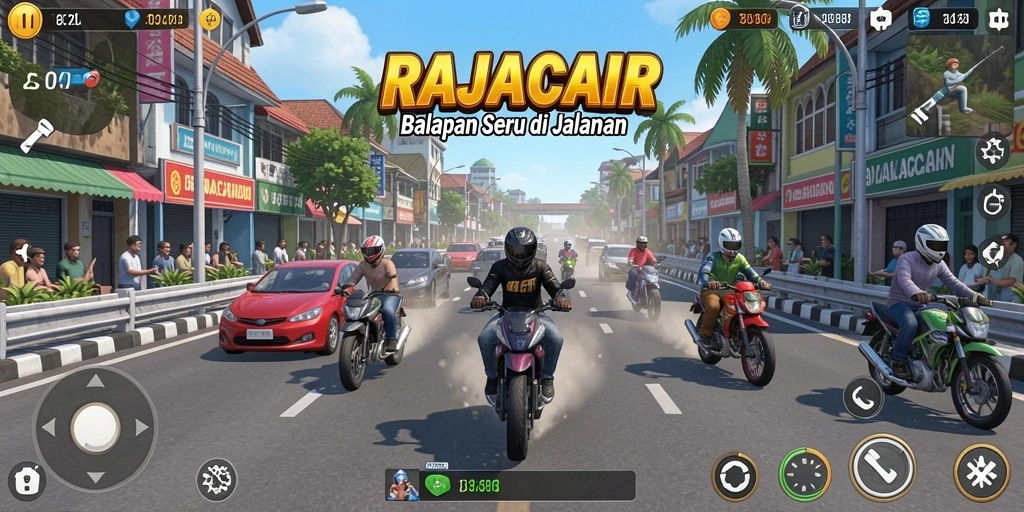 Gameplay balapan yang mendebarkan dalam RAJACAIR.