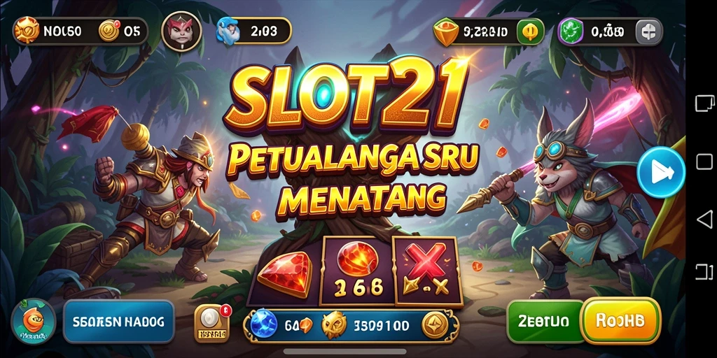 Gameplay SLOT21 yang menonjol dengan aksi petualangan yang seru.